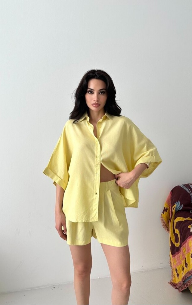 Gömlek Şort Takım Sarı