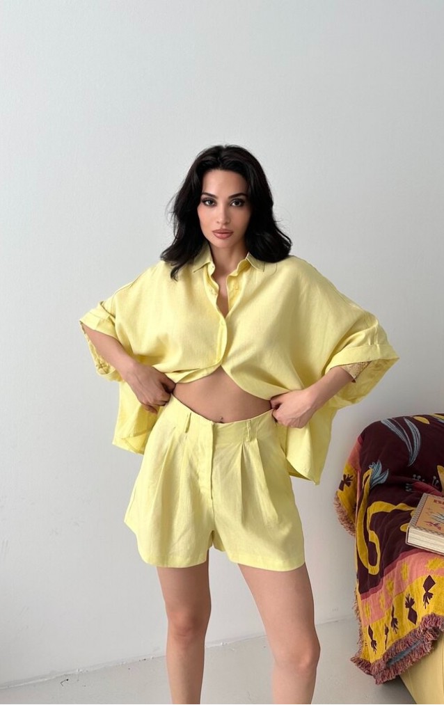 Gömlek Şort Takım Sarı